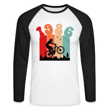 Millésime 1986 - T-shirt baseball manches longues Homme - blanc/noir - Devant - Nik (191cm)