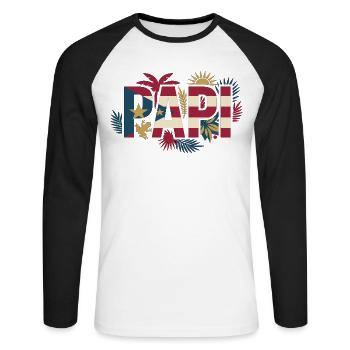 Daddy Puerto Rico Flag Dad Vacation - Unisex Long Sleeve Baseball T-Shirt - white/black - Front - Nik (191cm)