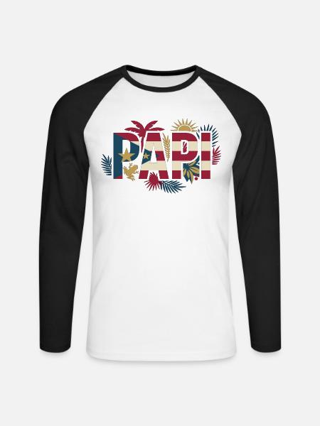 Daddy Puerto Rico Flag Far Ferie - Langærmet herre-baseballshirt - hvid/sort