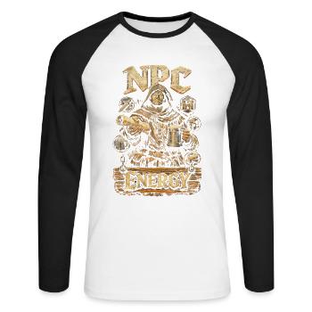 Mittelalterfest Mittelaltermarkt NPC Energy - Unisex Baseballshirt langarm - Weiß/Schwarz - Vorne - Nik (191cm)