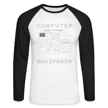 Ordinateur Whisperer Matériel de carte mère PC - T-shirt baseball manches longues Homme - blanc/noir - Devant - Nik (191cm)