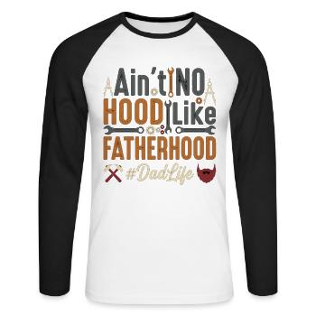 Il n’y a pas de quartier comme la paternité Vie de père - T-shirt baseball manches longues Homme - blanc/noir - Devant - Nik (191cm)