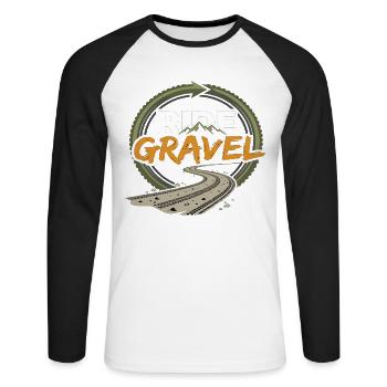 Ride Gravel Bike Offroad Abenteuer - Unisex Baseballshirt langarm - Weiß/Schwarz - Vorne - Nik (191cm)