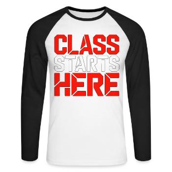 Le cours d’enseignant principal commence ici Aime l’éducation - T-shirt baseball manches longues Homme - blanc/noir - Devant - Nik (191cm)