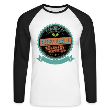 Pickleball Powered By Pickleball funny player - Unisex Long Sleeve Baseball T-Shirt - white/black - Front - Nik (191cm)