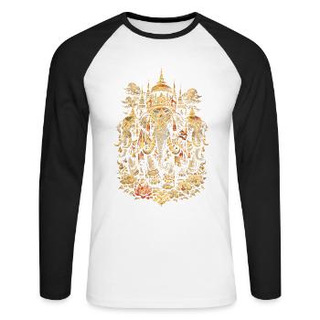 Éléphants de la Fierté Thaïlandaise - T-shirt baseball manches longues Homme - blanc/noir - Devant - Nik (191cm)