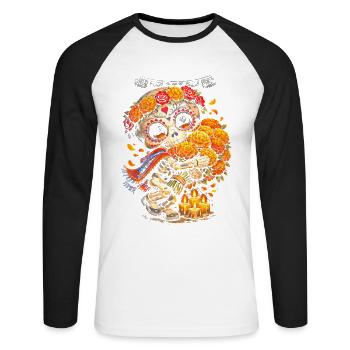 Día de los Muertos - Unisex Long Sleeve Baseball T-Shirt - white/black - Front - Nik (191cm)