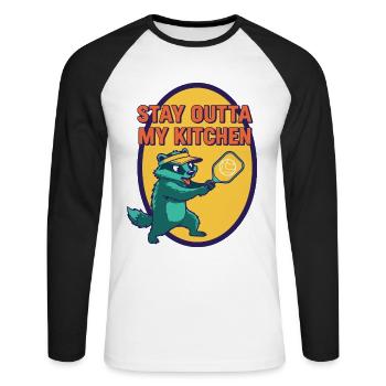 Joueur drôle de pickleball, ne viens pas dans ma cuisine - T-shirt baseball manches longues Homme - blanc/noir - Devant - Nik (191cm)