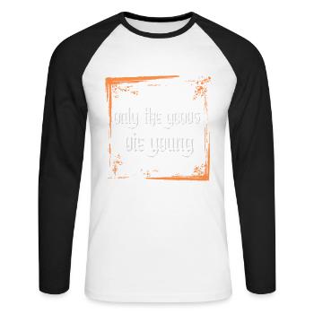 Seuls les biens meurent jeune gothique - T-shirt baseball manches longues Homme - blanc/noir - Devant - Nik (191cm)