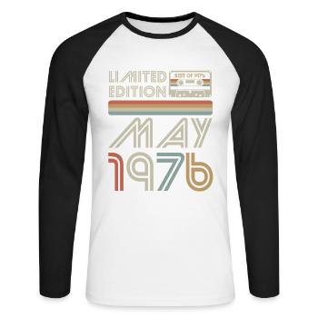 Best of May 1976 Kassette | Limited Edition - Unisex Baseballshirt langarm - Weiß/Schwarz - Vorne - Nik (191cm)