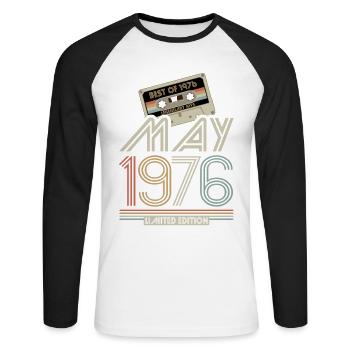 Best of May 1976 Kassette | Limited Edition - Unisex Baseballshirt langarm - Weiß/Schwarz - Vorne - Nik (191cm)