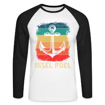 Poel Souvenier INSEL POEL OSTSEE Retro Lustiges - Unisex Baseballshirt langarm - Weiß/Schwarz - Vorne - Nik (191cm)