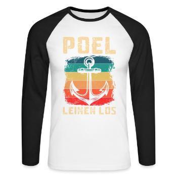 Segler POEL LEINEN LOS Poel Souvenier Lustiges - Unisex Baseballshirt langarm - Weiß/Schwarz - Vorne - Nik (191cm)