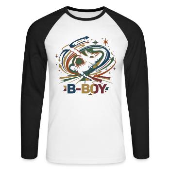 Breakdance B-Boy Graffiti Streetdance - T-shirt baseball manches longues Homme - blanc/noir - Devant - Nik (191cm)