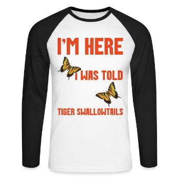 Schmetterlingsentomologie-Liebhaber Insekten-Westtiger - Unisex Baseballshirt langarm - Weiß/Schwarz - Vorne - Nik (191cm)
