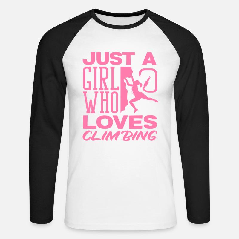 Ein Mädchen das Klettern liebt Pink - Unisex Baseballshirt langarm - Weiß/Schwarz