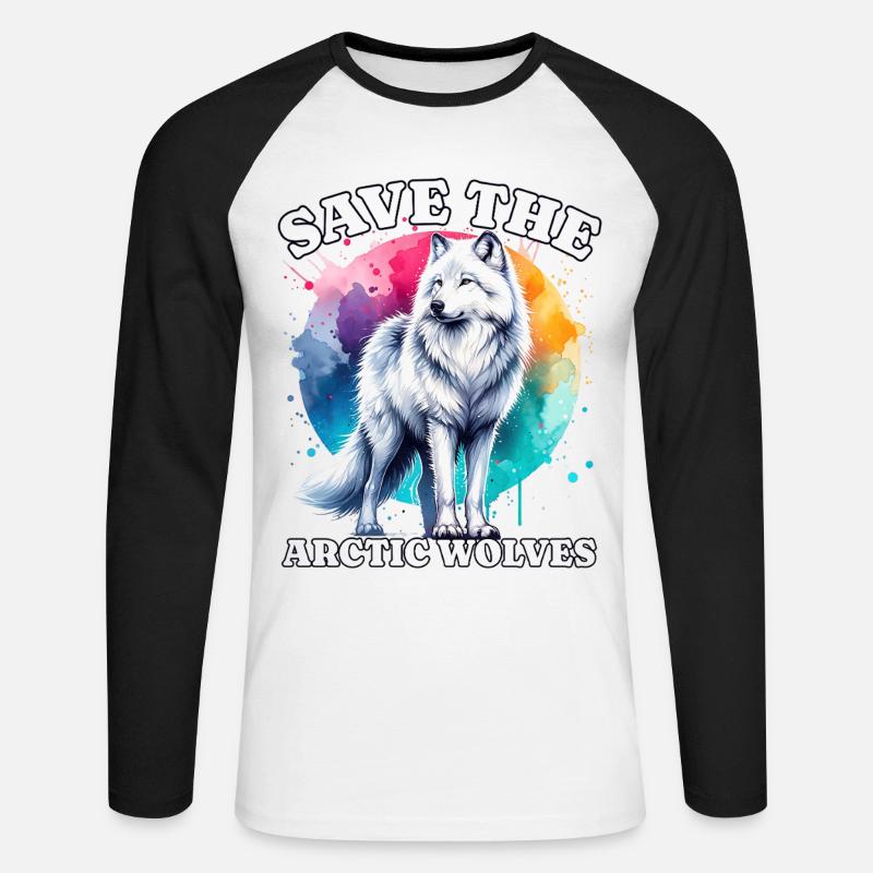 Polarwolf Save Arctic Wolf - Unisex Baseballshirt langarm - Weiß/Schwarz