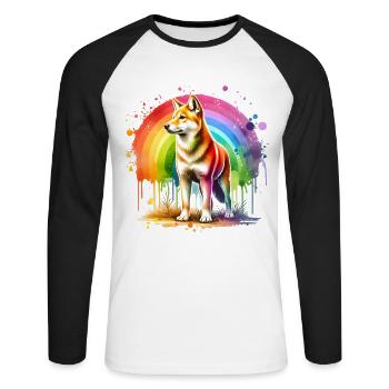 Australian Wild Dog Gift - Unisex Long Sleeve Baseball T-Shirt - white/black - Front - Nik (191cm)