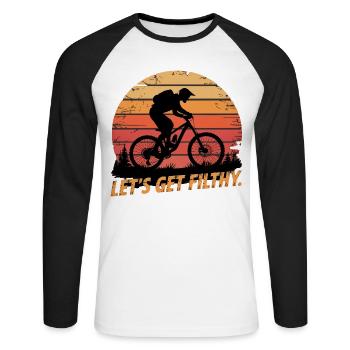 VTT, Descente, Action du cyclisme - T-shirt baseball manches longues Homme - blanc/noir - Devant - Nik (191cm)