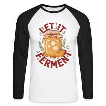 Levain Laissez fermenter le pain pâtisser - T-shirt baseball manches longues Homme - blanc/noir - Devant - Nik (191cm)
