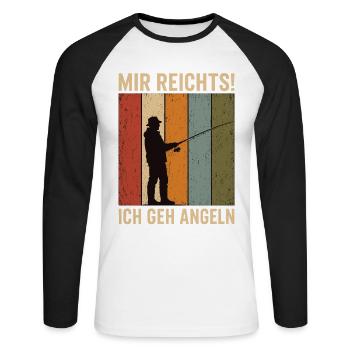 Mir reichts Ich geh angeln Retro Angler Shirt - Unisex Baseballshirt langarm - Weiß/Schwarz - Vorne - Nik (191cm)