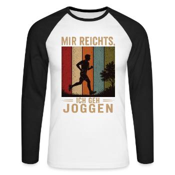 Mir reichts Ich geh joggen Retro Läufer Shirt - Unisex Baseballshirt langarm - Weiß/Schwarz - Vorne - Nik (191cm)