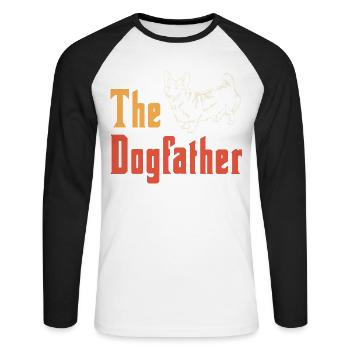 Le Corgi du Père Chien – Amoureux des chiens drôles - T-shirt baseball manches longues Homme - blanc/noir - Devant - Nik (191cm)