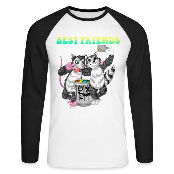 Best Friends Opossum And Raccoon Funny Trash Pals - Unisex Long Sleeve Baseball T-Shirt - white/black - Front - Nik (191cm)