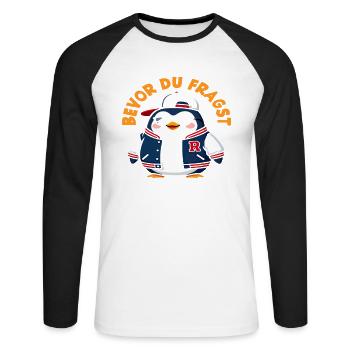 Avant que tu ne demandes, non, Pingouin qui dit - T-shirt baseball manches longues Homme - blanc/noir - Devant - Nik (191cm)