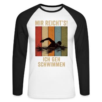 Mir reicht's Ich geh schwimmen Retro Schwimmer - Unisex Baseballshirt langarm - Weiß/Schwarz - Vorne - Nik (191cm)