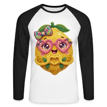 Lemon Heart Hands - Unisex Long Sleeve Baseball T-Shirt - white/black - Front - Nik (191cm)