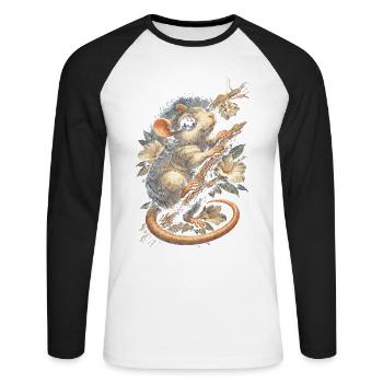 Rat de couleur Rat fantaisie Rat de la grande souris Rat domestique - T-shirt baseball manches longues Homme - blanc/noir - Devant - Nik (191cm)