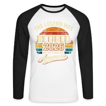 The Legend Retires 2026 - Humor - Unisex Long Sleeve Baseball T-Shirt - white/black - Front - Nik (191cm)
