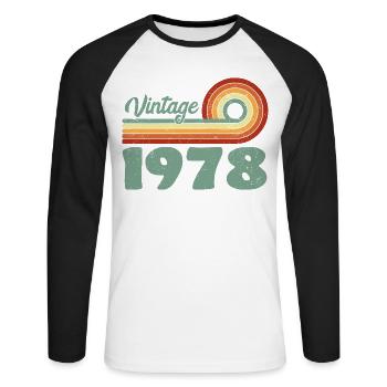 Vintage 1978 Anniversaire Montagne Rétro 1978 - T-shirt baseball manches longues Homme - blanc/noir - Devant - Nik (191cm)