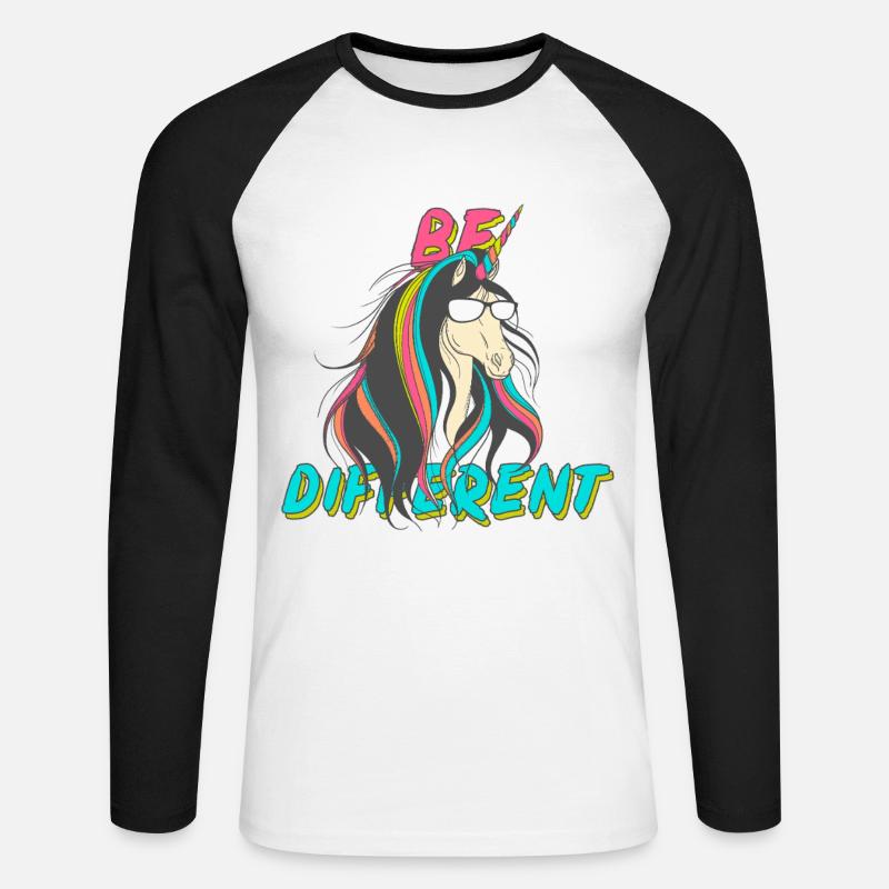 Be Different Nerd Einhorn Party - Unisex Baseballshirt langarm - Weiß/Schwarz