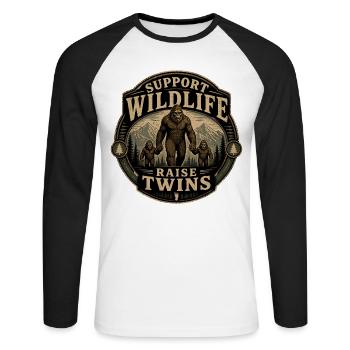 Support Wildlife: Raise Twins - Unisex Long Sleeve Baseball T-Shirt - white/black - Front - Nik (191cm)