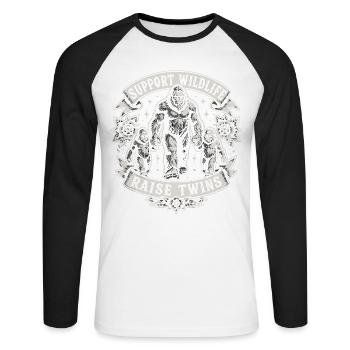 Support Wildlife: Raise Twins - Unisex Long Sleeve Baseball T-Shirt - white/black - Front - Nik (191cm)