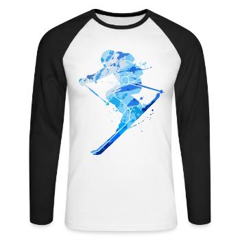 Skifahren bunt Skifahrer Kinder Herren Jungen Ski - Unisex Baseballshirt langarm - Weiß/Schwarz - Vorne - Nik (191cm)