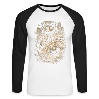 Chien viking rottweiler - T-shirt baseball manches longues Homme - blanc/noir - Devant - Nik (191cm)