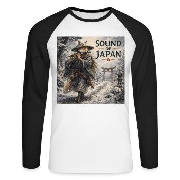 Japanisches Kitsune-Flötendesign - Unisex Baseballshirt langarm - Weiß/Schwarz - Vorne - Nik (191cm)