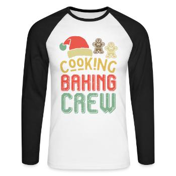 Équipe de cuisson de Noël – Équipe de cuisson et de boulanger - T-shirt baseball manches longues Homme - blanc/noir - Devant - Nik (191cm)