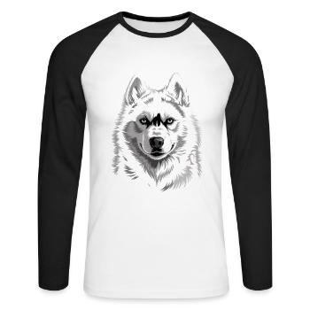 Husky - Unisex Baseballshirt langarm - Weiß/Schwarz - Vorne - Nik (191cm)