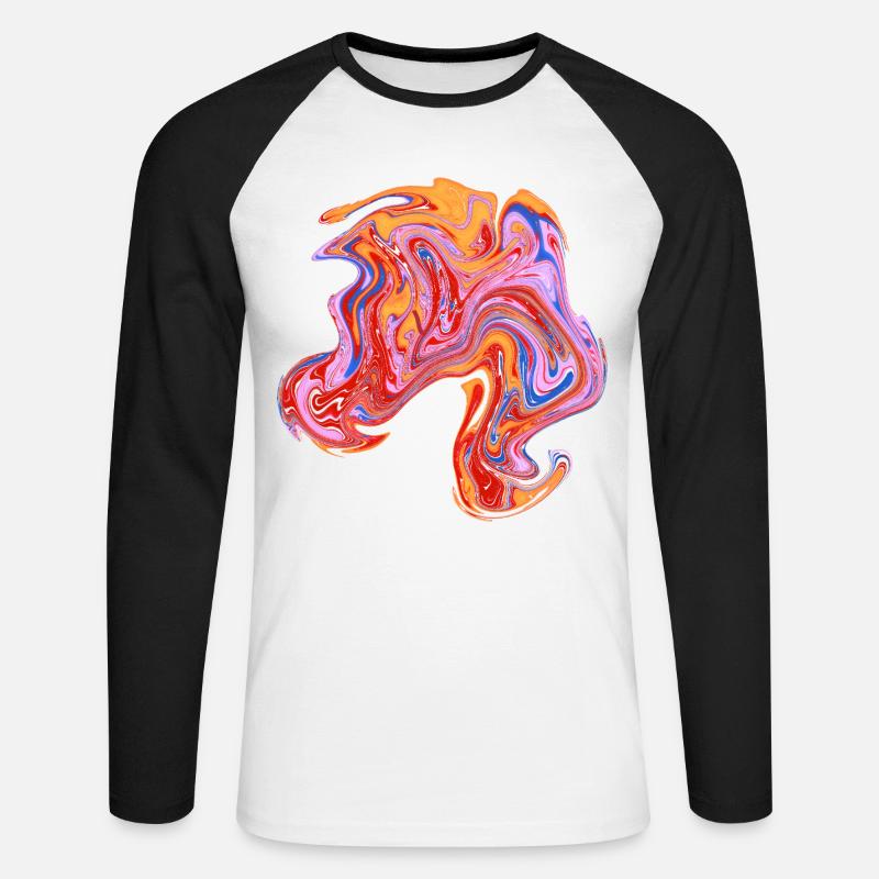 Farbwirbel Neon-Muster - Unisex Baseballshirt langarm - Weiß/Schwarz