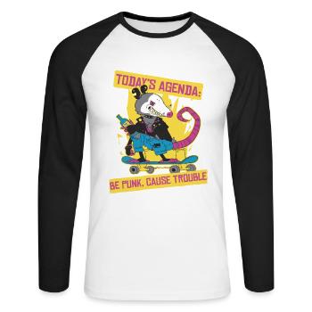Punk For A Day Today's Agenda Be Punk Cause Trouble - Unisex Long Sleeve Baseball T-Shirt - white/black - Front - Nik (191cm)