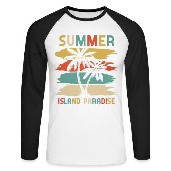 Summer Island Paradise Reisefieber - Unisex Baseballshirt langarm - Weiß/Schwarz - Vorne - Nik (191cm)