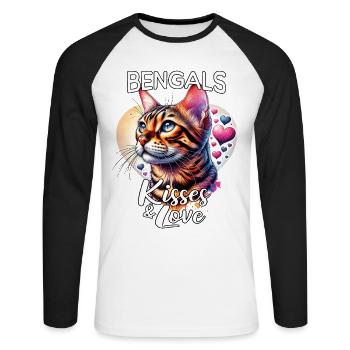 Bengalkatze Liebe - Unisex Baseballshirt langarm - Weiß/Schwarz - Vorne - Nik (191cm)