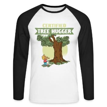 Ecologist Ecology Certified Tree Hugger - Unisex Long Sleeve Baseball T-Shirt - white/black - Front - Nik (191cm)