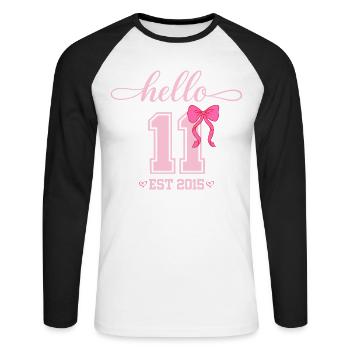 Bonjour naissance de la fille Coquette Bow 11 Est 2015 - T-shirt baseball manches longues Homme - blanc/noir - Devant - Nik (191cm)