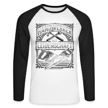 Handwerker Leidenschaft Qualität Tradition - Unisex Baseballshirt langarm - Weiß/Schwarz - Vorne - Nik (191cm)