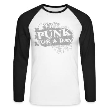 Punk For A Day - Unisex Long Sleeve Baseball T-Shirt - white/black - Front - Nik (191cm)